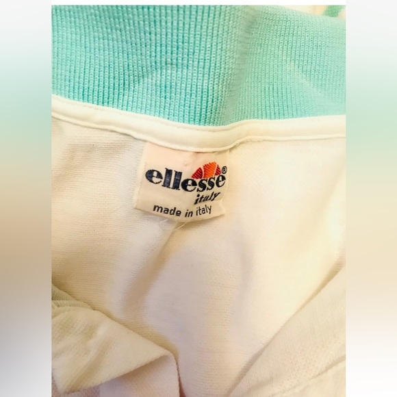 Ellesse | Polo Shirt Womens Size 0 White Stripe Collar Henley Short Sleeves - Picture 8 of 9